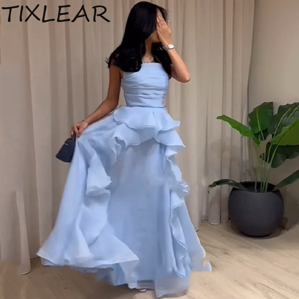 

TIXLEAR A-line Party Dresses فساتين السهرة Formal Occasion Dress Simple Sparkling Strap Less Tiered Pleat 2024vestidos de fiesta