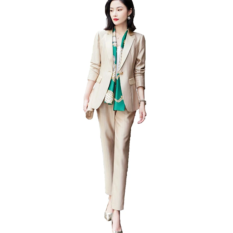 Women Summer Acetate Forged Face Full Sleeve Suit Jacket Pants Two-Piece Korean Elegant Business Wear Slim Blazers Trousers Set
Women Summer Acetate Forged Face Full Sleeve Suit Jacket Pants Two-Piece Korean Elegant Business Wear Slim Blazers Trousers Set