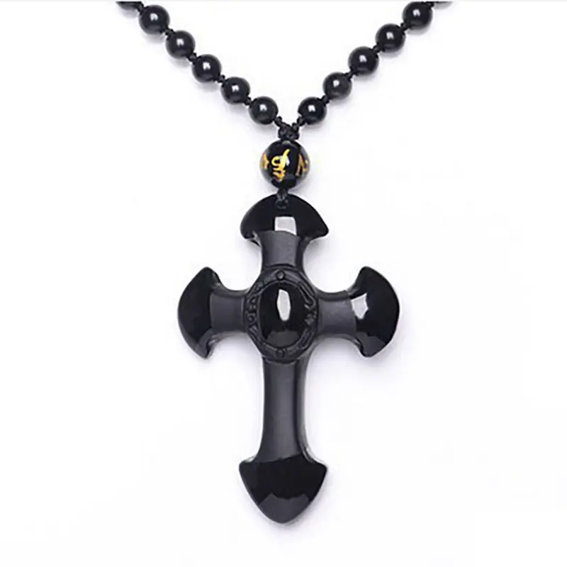 Natural Obsidian Cross Pendant Necklace China Hand Carving Jewelry Fashion Amulet Men Women Gifts Jade Statue
Natural Obsidian Cross Pendant Necklace China Hand Carving Jewelry Fashion Amulet Men Women Gifts Jade Statue