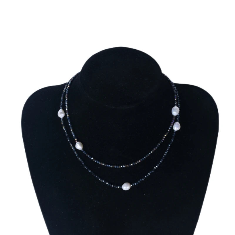 

HOWAWAY Jewelry Spring/Summer Design New Black Spinel Natural Freshwater Pearl Collar Chain Fashion Accessories