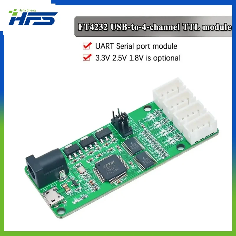 

USB to 4-Channel TTL Module FT4232HL 3.3V 2.5V 1.8V UART Serial Port XH2.54 Interface Module 12Mbps Communication