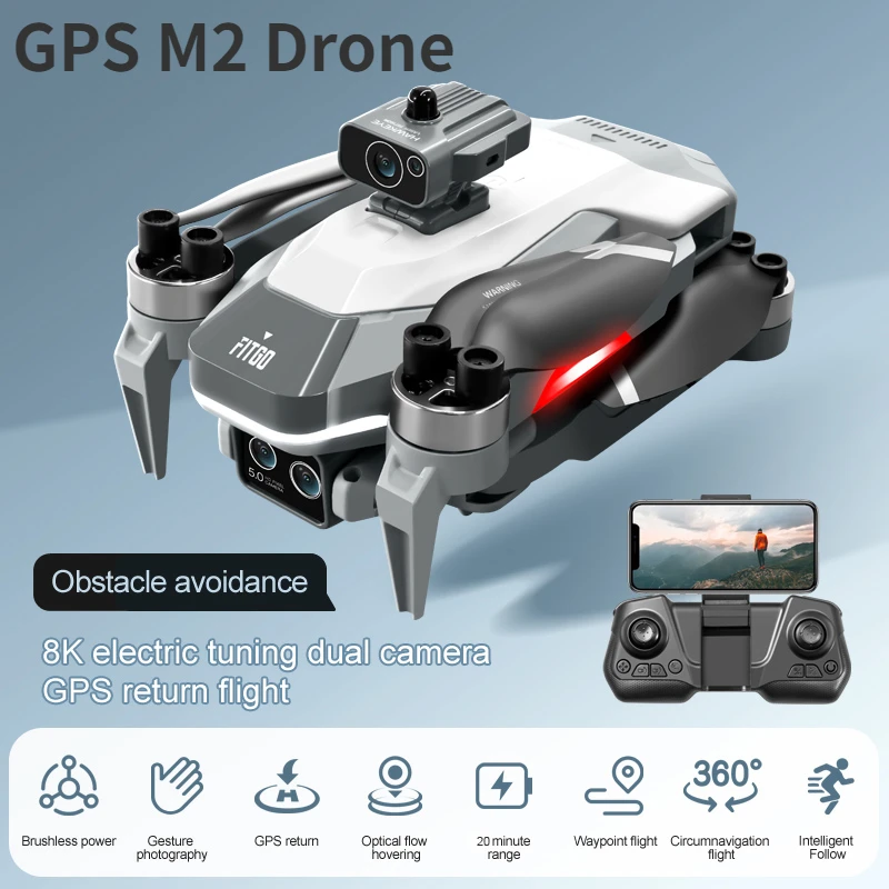 

New M2 Pro GPS Drone with 8K/6K/4K HD Camera Obstacle Avoidance WiFi FPV Drones Brushless Foldable RC Quadcopter Gifts Toys