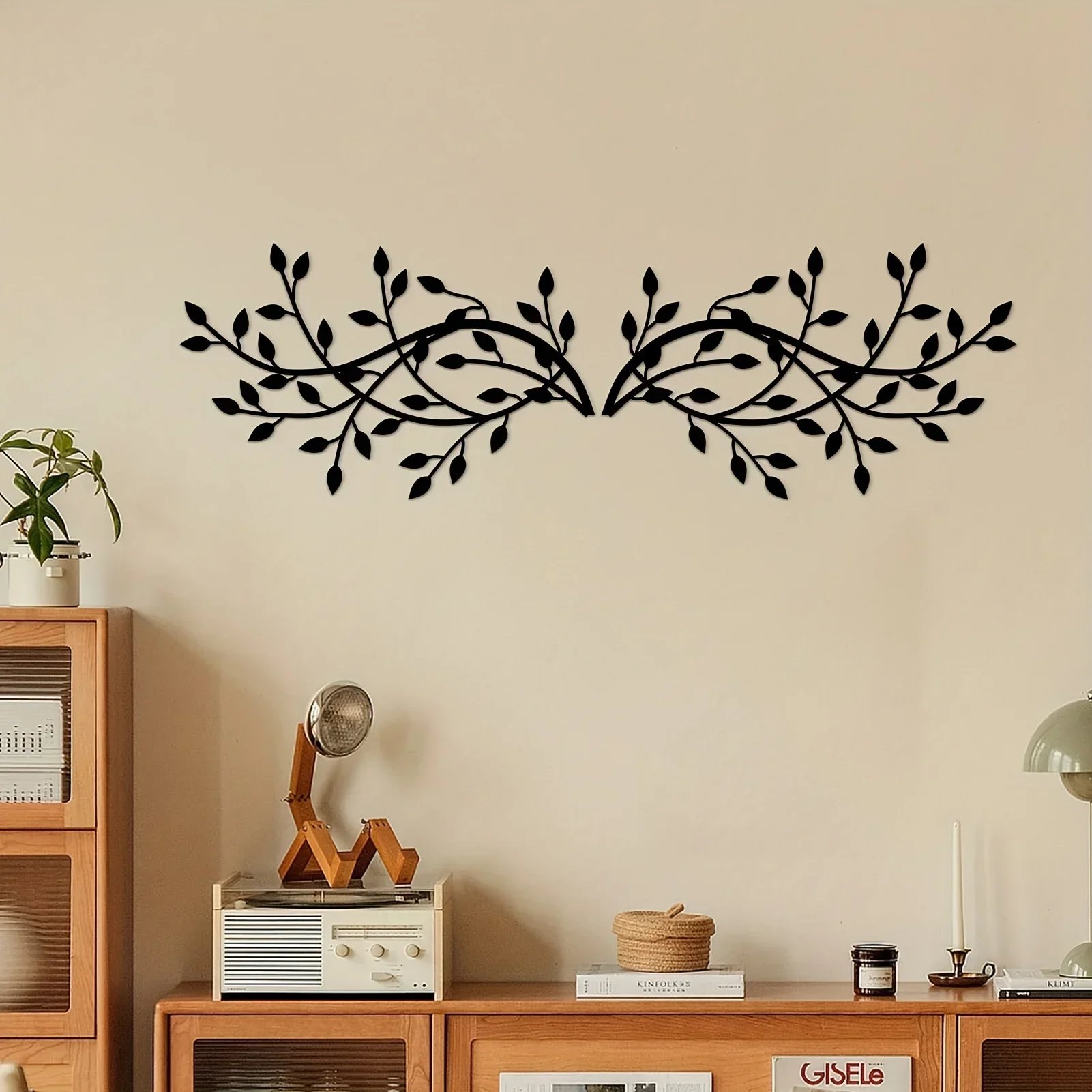 

HELLOYOUNG 2Pcs Elegant Metal Tree Leaf Wall Hanging Decor Indoor and Outdoor Decoration - Perfect for Living Room Office and Ho