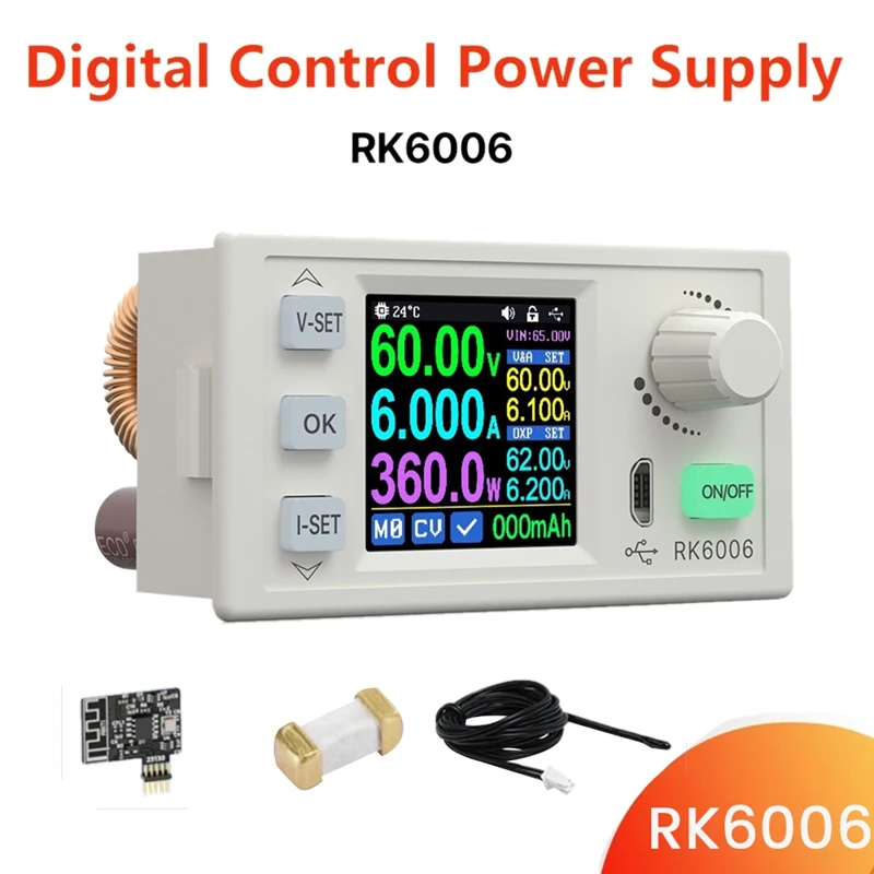 RK6006-BT Digital Control Power Supply Buck Converter 60V 6A 4 Digit COMM Adjustable DC To DC Step Down Voltage Bench
RK6006-BT Digital Control Power Supply Buck Converter 60V 6A 4 Digit COMM Adjustable DC To DC Step Down Voltage Bench