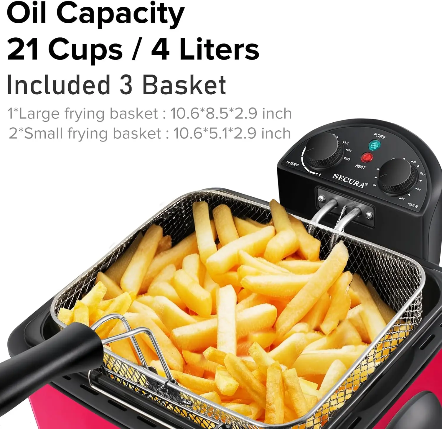 1700-Watt Stainless-Steel Triple Basket Electric Deep Fryer with Timer Free Extra Odor Filter, 4L/17-Cup, Black 10 Mallzona Sefeb0ec9453c449bb8eb39f8891e6650z 1700-Watt Stainless-Steel Triple Basket Electric Deep Fryer with Timer Free Extra Odor Filter, 4L/17-Cup, Black Mallzona