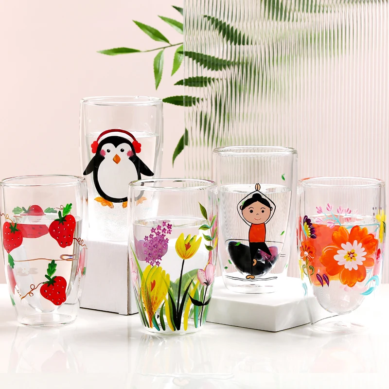 Li simple hand-painted double cup cute coffee cup anti scalding hot water insulation cup home office transparent
Li simple hand-painted double cup cute coffee cup anti scalding hot water insulation cup home office transparent