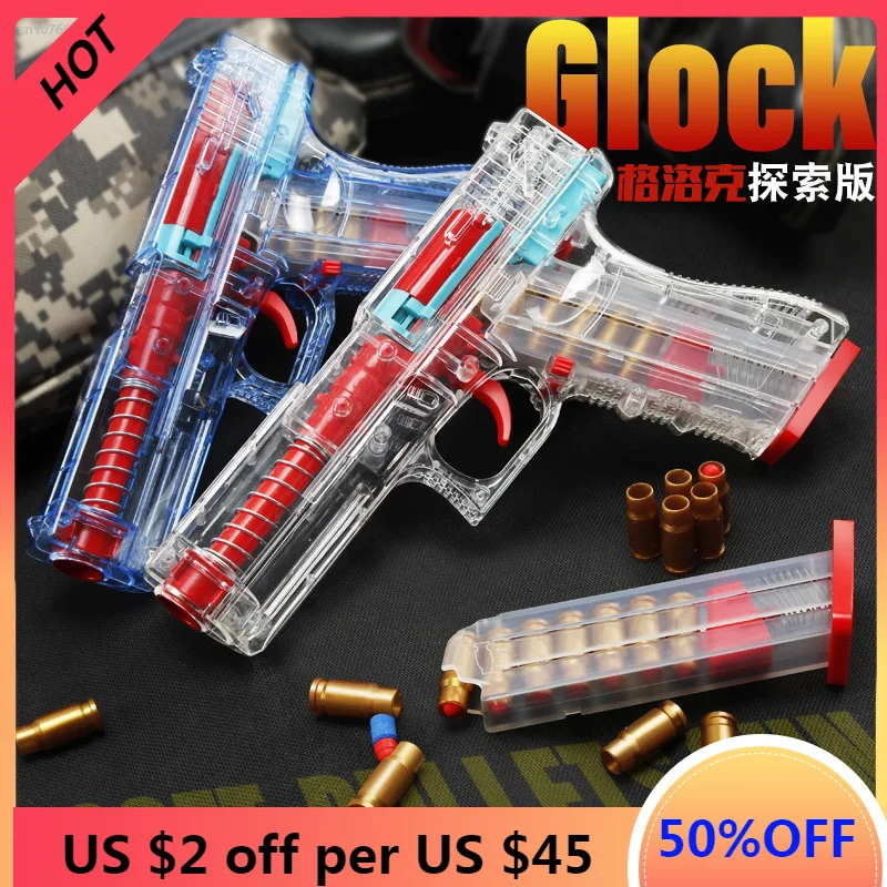 Glock Pistol Blaster With Shells Plastic Transparent Soft Bullet Airsoft Weapon For Children Boys Adults Cosplay Birthday Gifts
Glock Pistol Blaster With Shells Plastic Transparent Soft Bullet Airsoft Weapon For Children Boys Adults Cosplay Birthday Gifts