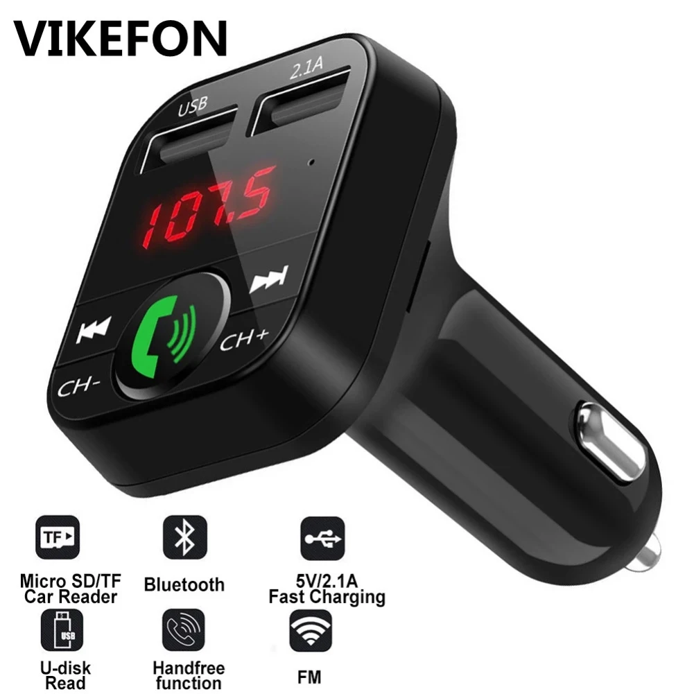 

Car FM Transmitter Bluetooth 5.0 Handfree Wireless Kits Dual USB Charger 2.1A MP3 Music TF Card U Disk AUX Player Accessories