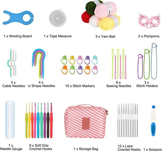 59 Piece Crochet Set, Portable Suspension Storage, Yarn Weaving, Beginner Knitting Tools 59 Piece Crochet Set, Portable Suspension Storage, Yarn Weaving, Beginner Knitting Tools