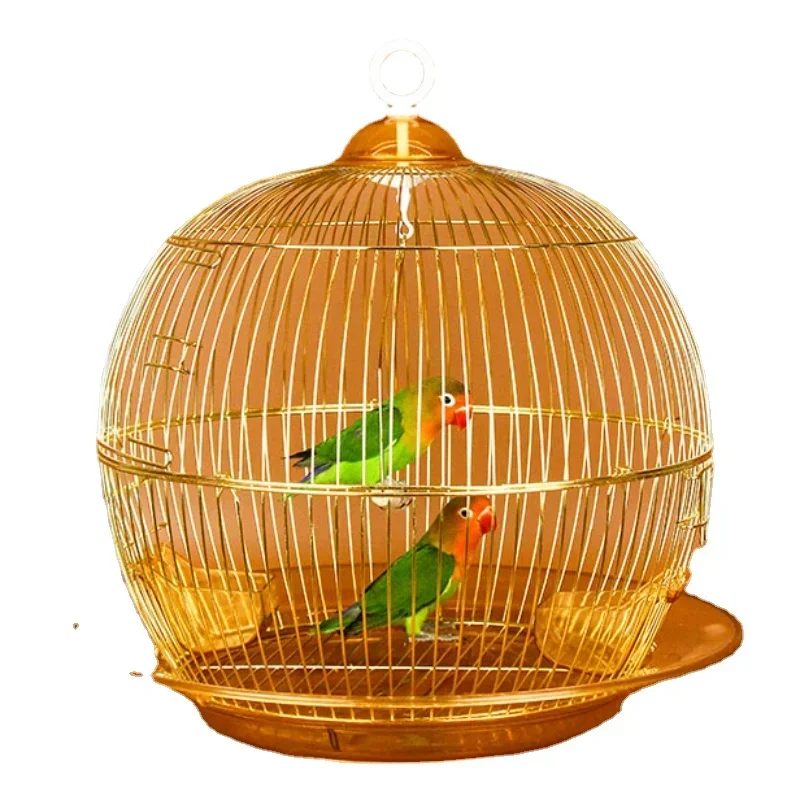 

Parrot Bird Mesh Cage Light Luxury Gold Small Round Decorative Parrot Nest Ornamental Outdoor Bird House for Avian Enthusiasts