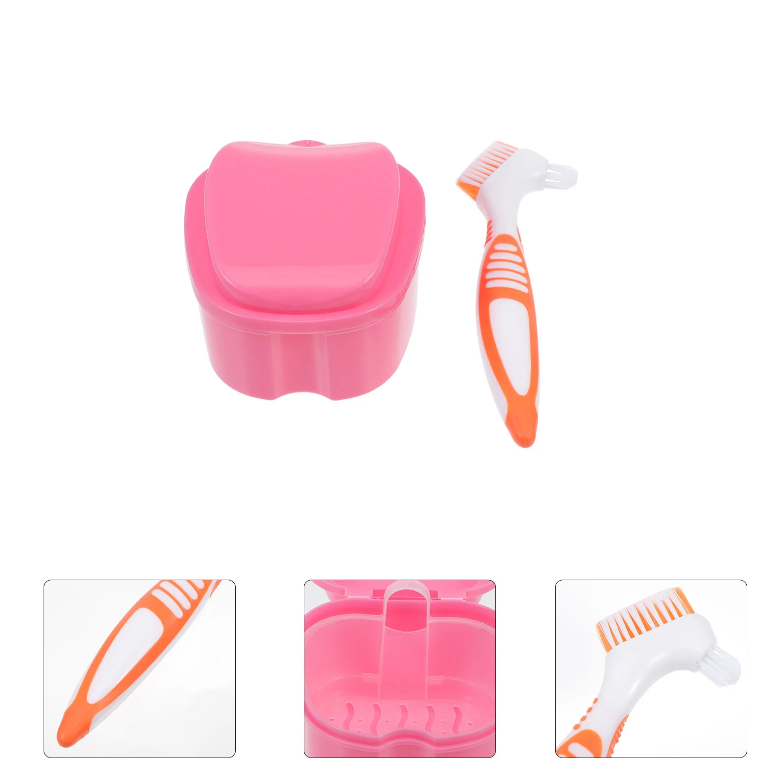 

False Toothbrush Set Fake Teeth Holder Denture Container Suitcase Cleaning Pp Man Supple Bristle for