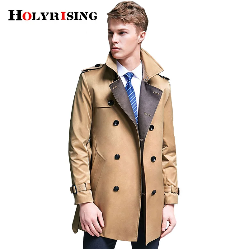 

Spring new trench coat men fashion lapel British windbreaker men's long double-breasted S-6XL size chaqueta hombre