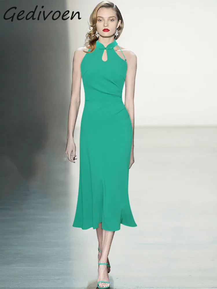 Gedivoen Summer Fashion Designer Sexy Package Buttock Dress Women's Stand Collar Sleeveless Hollow Out Temperament Long Dress
Gedivoen Summer Fashion Designer Sexy Package Buttock Dress Women's Stand Collar Sleeveless Hollow Out Temperament Long Dress