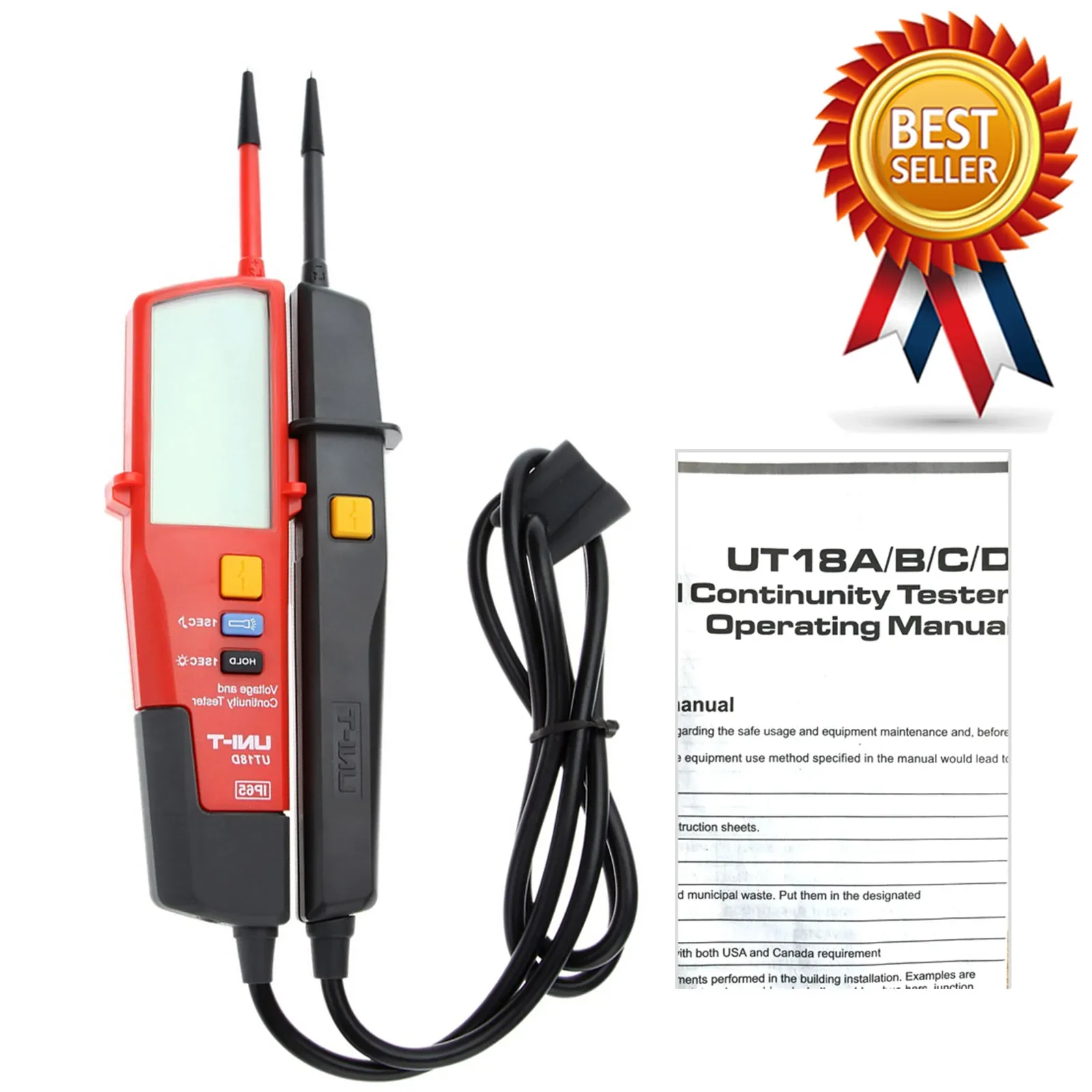 

UNI-T UT18D Voltage Meters LED/LCD Display Voltage&Continuity Testers Auto Range Volt Detectors Pen Test Instrument