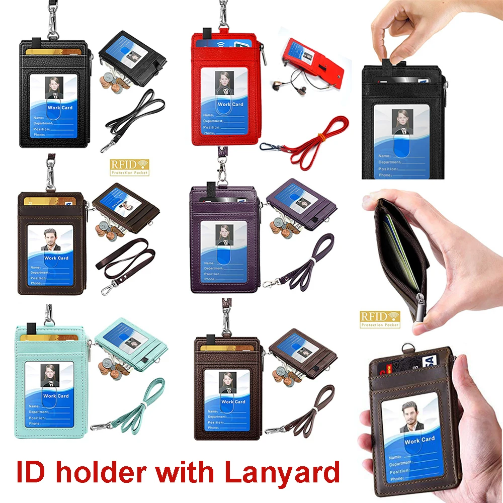 

Neck Lanyard RFID Blocking Waterproof Bus Pass Case Cover Employee ID Cover Name Badge Holder Credit Card Holder ID Card Case