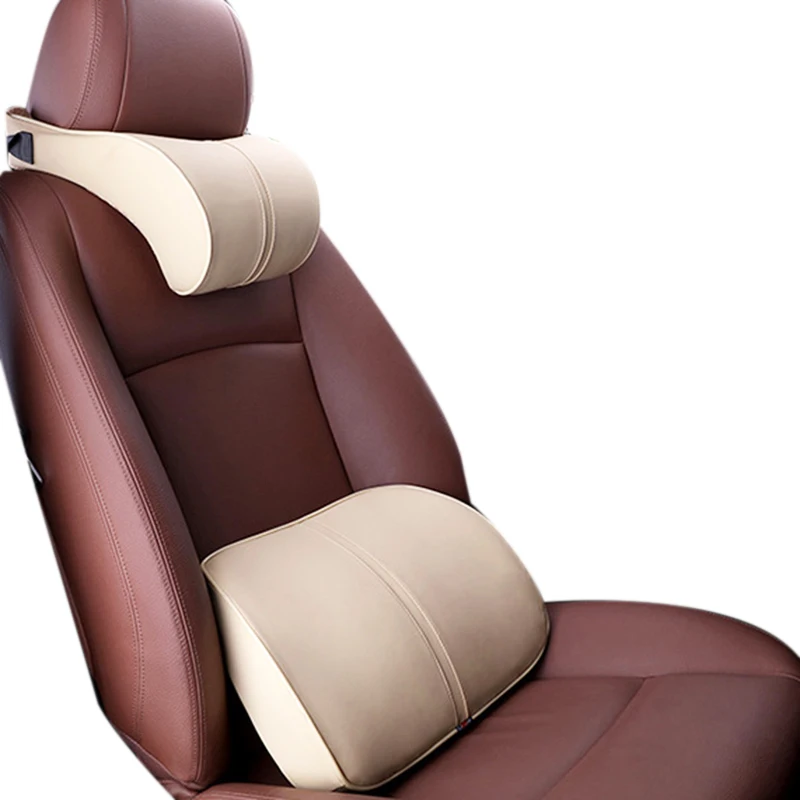 

Leather Auto Car Neck Pillow Memory Foam Pillows Neck Rest Seat Headrest Cushion Pad