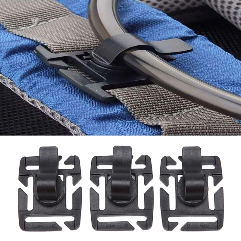 

10PCS Rotatable Drinking Tube Clip Molle Buckle Hydration Bladder Drinking Straw Tube Trap Hose Webbing Clip for Water Pack Bag