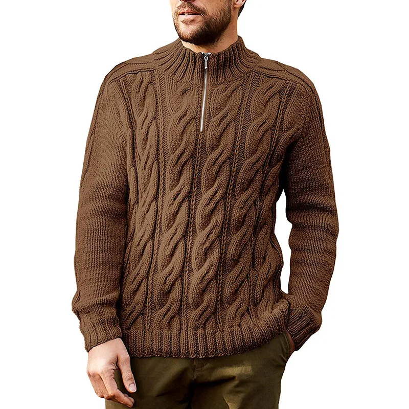 

2024 Autumn/Winter Sweater Men's New Solid Color Half High Neck Long sleeved Knitwear European and American Fashion Amazon Men's