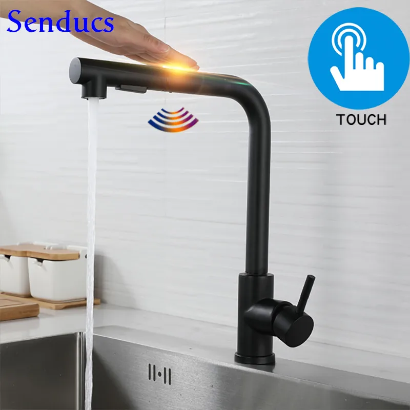 

Matte Black Touch Kitchen Mixer Tap with Pull Down Kitchen Sink Faucets Stainless Steel Sensitive Sensor Touch Kitchen Faucet