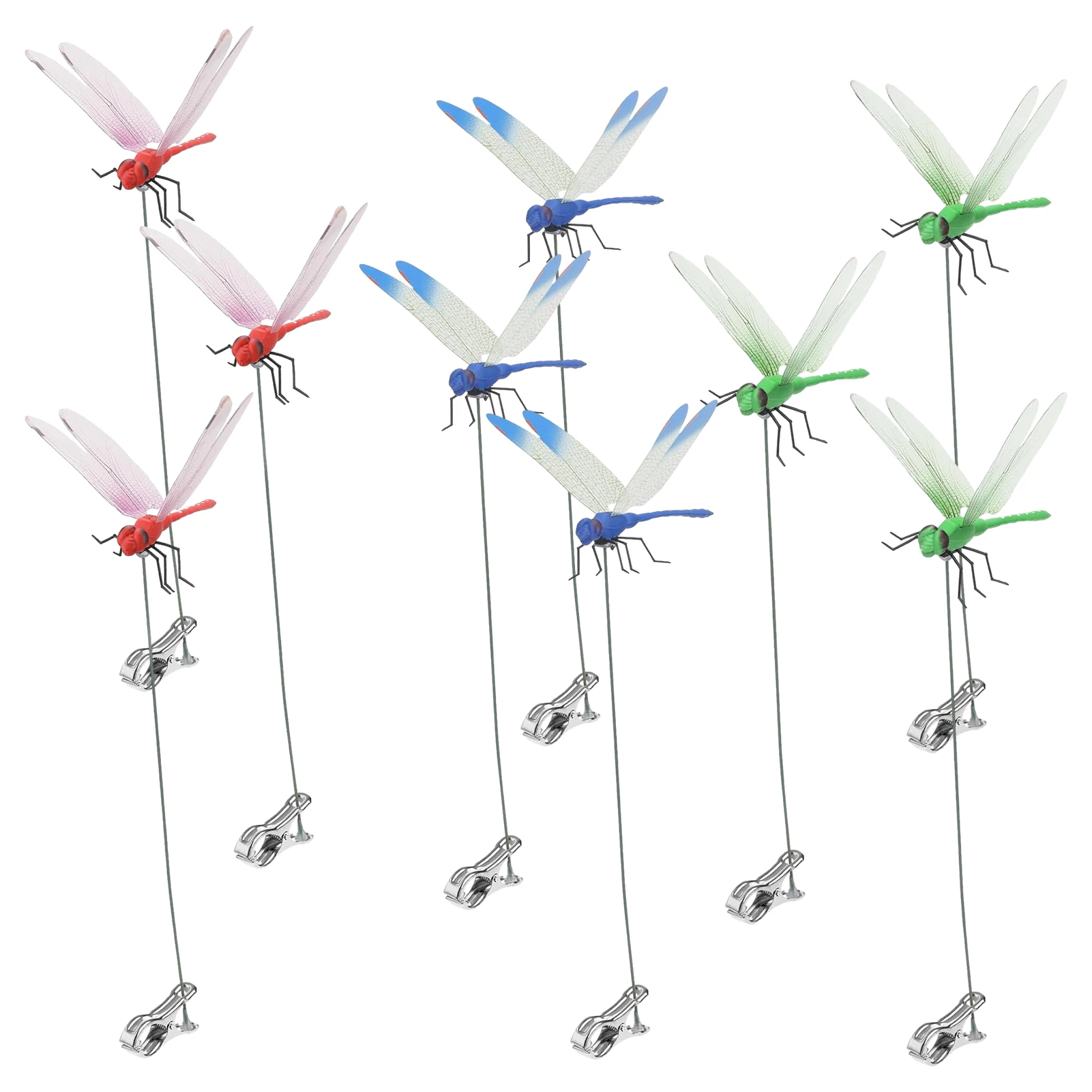 

9pcs/3sets Reusable 3D Multicolored Practical DIY Natural Crafts Hat Home Accessories Garden Decor Fake Dragonfly Pole Clip