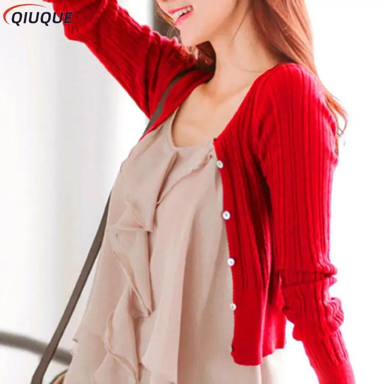 

New women's Korean autumn sweater cardigan Women Slim waist round neck short paragraph cardigan coat