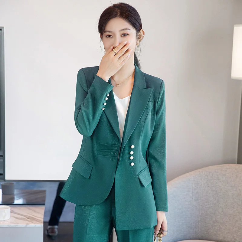 

Women's Spring/Summer Retro Casual Cropped Blazer Wide-leg Pants Set Commuting Loose Single-breasted Suit Trousers Two-piece Set