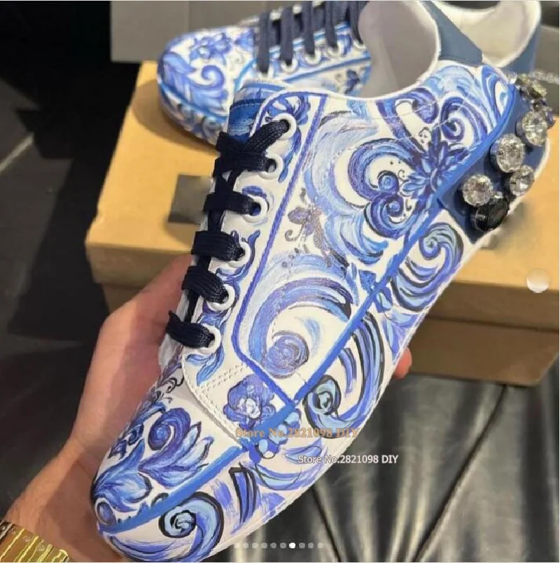 Low Cut Blue Red Print Sneakers Male Round Toe Gemstone Decor Casual Shoes Lace Up Leather Board Men Casual Shoes
Low Cut Blue Red Print Sneakers Male Round Toe Gemstone Decor Casual Shoes Lace Up Leather Board Men Casual Shoes