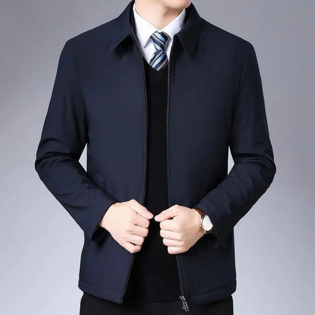 

Men Office Jacket Stylish Men's Suit Coat Business-ready Zipper Placket Anti-wrinkle Long Sleeve Jacket for Spring Fall Business