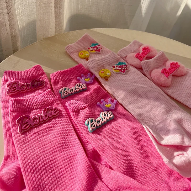 

Barbie Cute Cartoon Mid-calf Socks Plush Bow Knitted Stocking Simplicity Fashions High Color Value Artistic Christmas Present