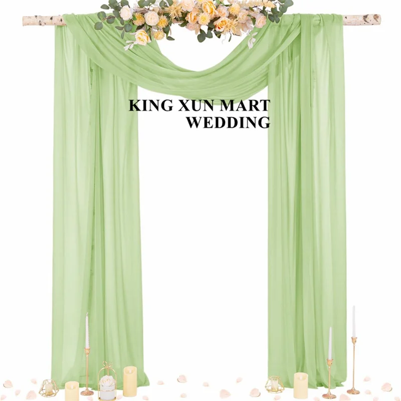 

2pcs Panel Chiffon Wedding Arch Draping Fabric White Drapes Sheer Backdrop Curtain for Wedding Ceremony Party Ceiling Decor