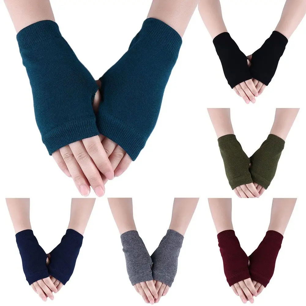 

Hand Wrist Arm Solid Color Crochet Knitting Gloves Hand Warmer Half Finger Gloves Cycling Gloves Half Mitten Faux Wool Mittens