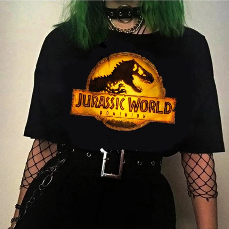 

Jurassic Park/World Dinosaur Print T-Shirt Women Summer Top Female Pink T Shirt Funny Vintage Graphic Tees Shirt Femme Outwear