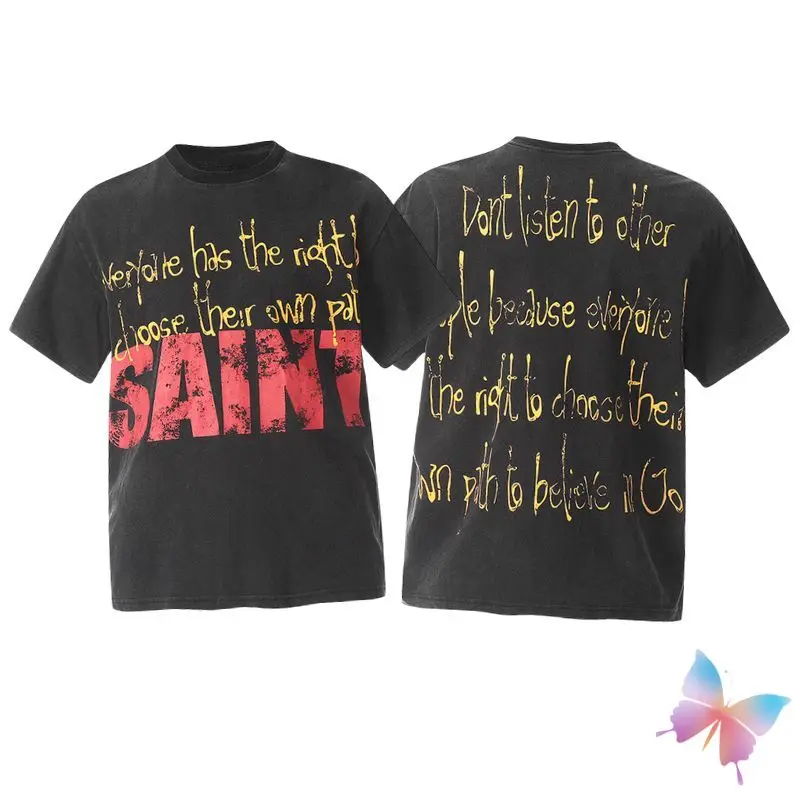 Summer Cotton Saint Michael T-shirts Graffiti Golden Letter Logo Short Sleeve Vinatge Black Tops Casual Loose Men Women T Shirts
Summer Cotton Saint Michael T-shirts Graffiti Golden Letter Logo Short Sleeve Vinatge Black Tops Casual Loose Men Women T Shirts