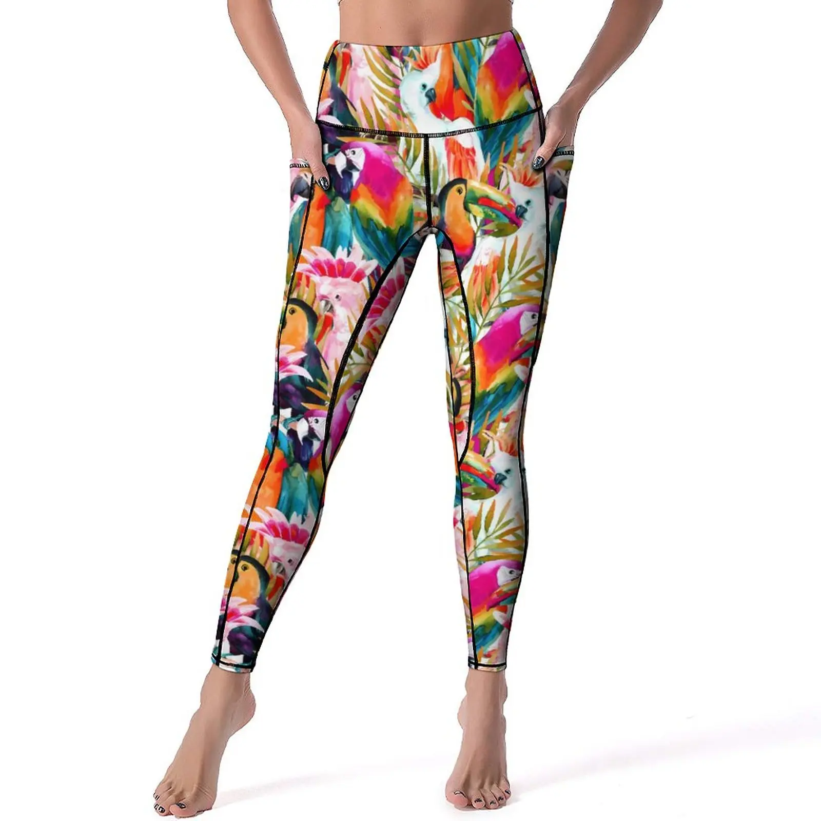 Tropical Birds Yoga Pants Sexy Parrots Palm Leaves Leggings High Waist Fitness Running Leggins Elegant Stretchy Sports Tights
Tropical Birds Yoga Pants Sexy Parrots Palm Leaves Leggings High Waist Fitness Running Leggins Elegant Stretchy Sports Tights