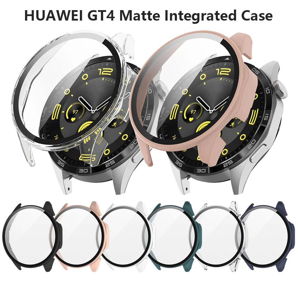 

Case+glass for Huawei Watch GT4 46mm Screen Protector Cover Plastic hard matte finish All-Around Bumper Anti scratch flower