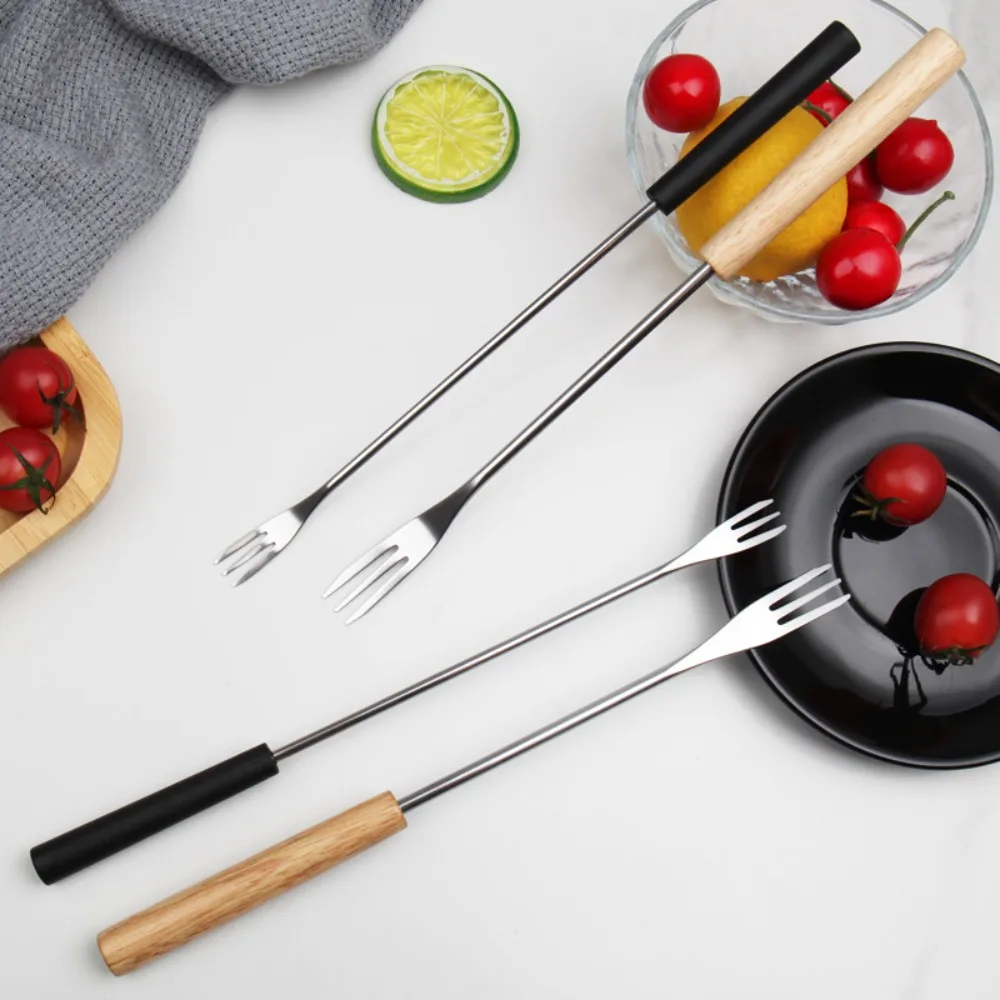 6pcs/set Three-pronged Stainless Steel Fruit Fork Not Easily Deformed Long Handle Chocolate Fondue Fork Plastic/Wooden Handle
6pcs/set Three-pronged Stainless Steel Fruit Fork Not Easily Deformed Long Handle Chocolate Fondue Fork Plastic/Wooden Handle