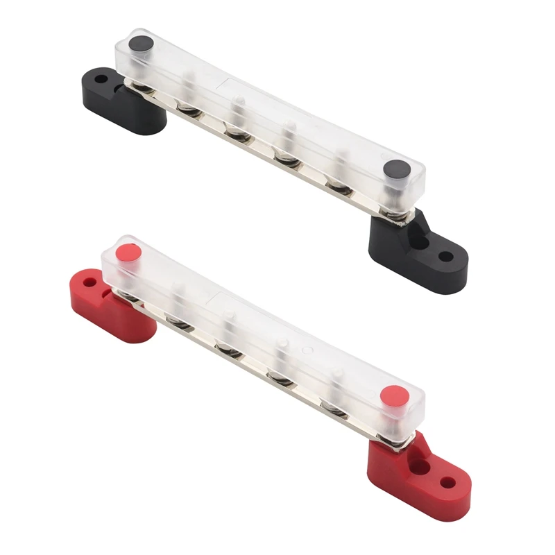 100A Bus Bar Stud Distribution Block Busbar Box with 6 X M6 (1/4Inch) Terminal Studs for Car RV Boat Black+Red
100A Bus Bar Stud Distribution Block Busbar Box with 6 X M6 (1/4Inch) Terminal Studs for Car RV Boat Black+Red