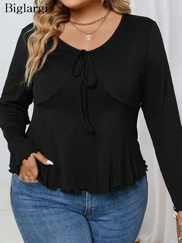 Plus Size Autumn Winter Pullover Knitted Tops Women V-Neck Modis Ruffle Ladies Cropped Blouses Long Sleeve Casual Woman Top 2023
Plus Size Autumn Winter Pullover Knitted Tops Women V-Neck Modis Ruffle Ladies Cropped Blouses Long Sleeve Casual Woman Top 2023