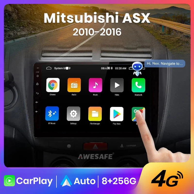 

AWESAFE 2дин магнитола для Mitsubishi ASX 1 2010-2016 2011 2012 2013 8-ЯДЕР 8 + 256ГБ Штатная магнитола 2 din магнитола android DSP RDS FM DAB+ Беспроводной CarPlay мультимедиа автомобиля головное устройство Голос AI