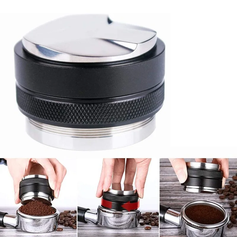 

51/53/58mm Coffee Distributor & Tamper, Dual Head Coffee Leveler Fits, Adjustable Depth-Espresso 3Angled Coffee Accessories