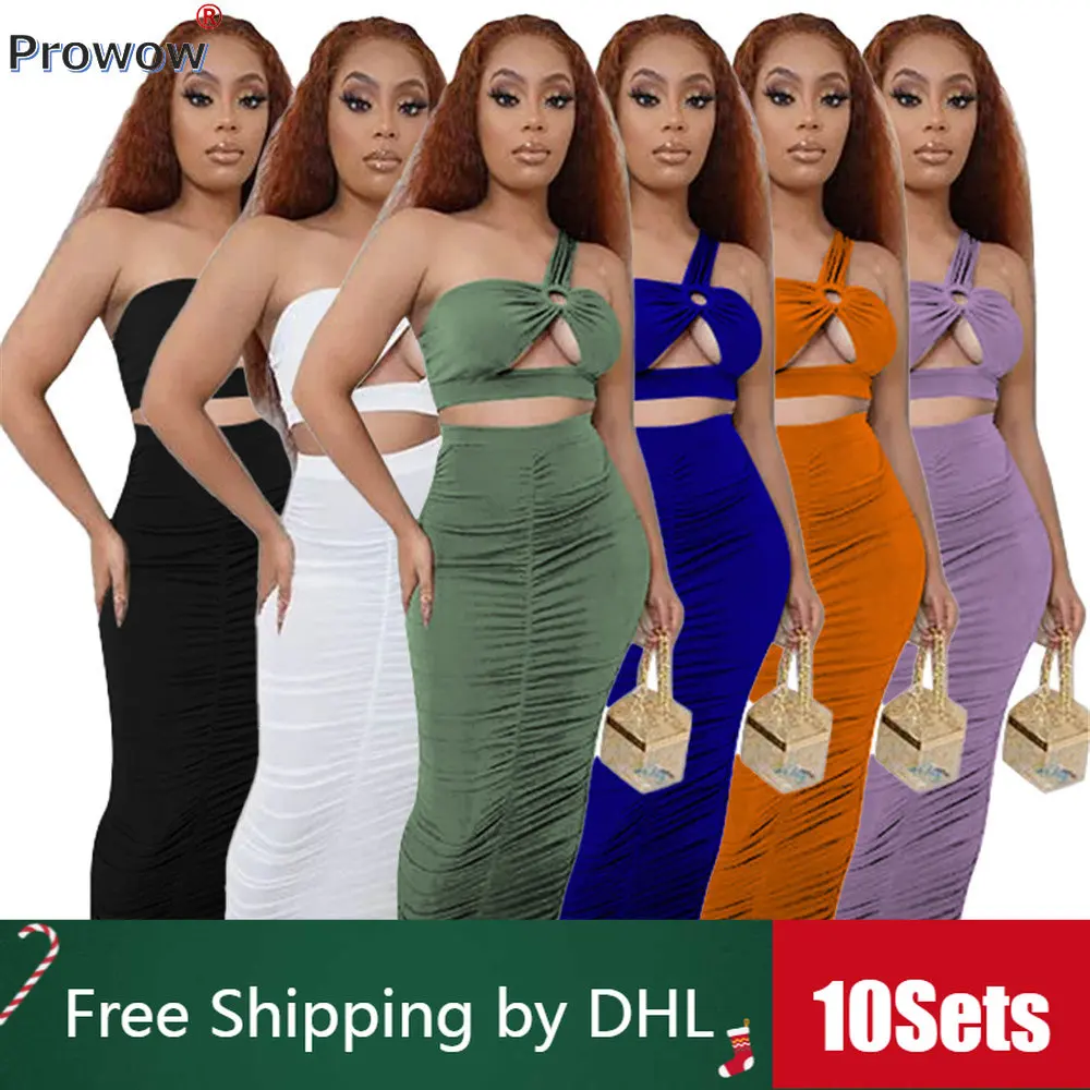 10Sets Bulk Solid Skirt Sets 2023 Summer 2 Piece Womens Outfits One Shoulder Hollow Out Crop Top Folds Maxi Dress Wholesale 9795
10Sets Bulk Solid Skirt Sets 2023 Summer 2 Piece Womens Outfits One Shoulder Hollow Out Crop Top Folds Maxi Dress Wholesale 9795