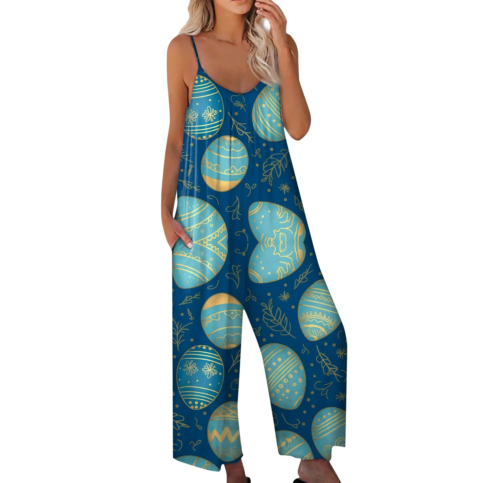 

Women's Printed Jumpsuit Casual Loose Adjustable Suspender Jumpsuit pantalones holgados mujer calça feminina pantalon femme