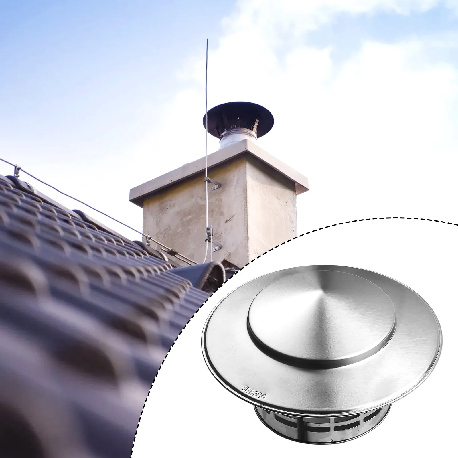 

Stainless Steel Chimney Cap Hood Exterior Wall Fresh Air Outlet Duct Exhaust Hood Suitable For Roof Duct Exhaust Ventilation