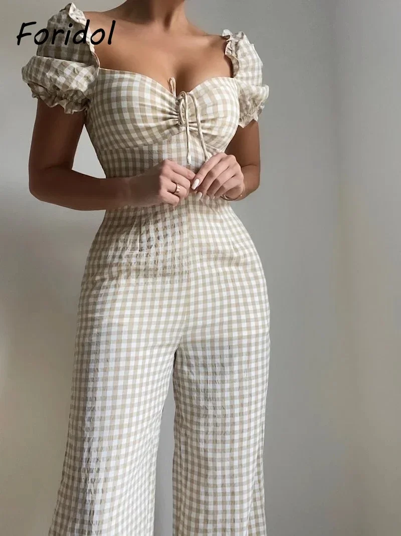 Foridol Long Pants Plaid Vintage Off Shoulder Jumpsuit Women Casual Khaki Summer Ruched Bowknot Elastic Bust Overall Female
Foridol Long Pants Plaid Vintage Off Shoulder Jumpsuit Women Casual Khaki Summer Ruched Bowknot Elastic Bust Overall Female