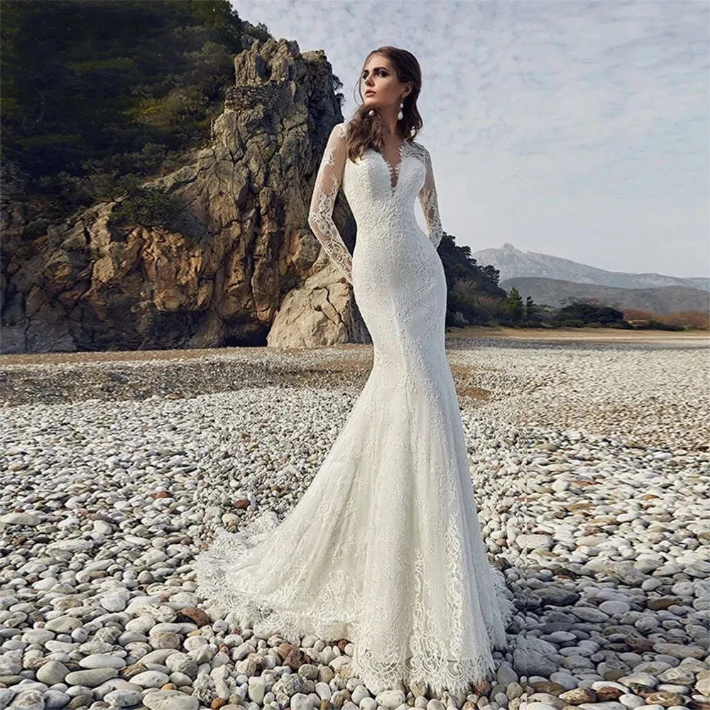 Vestidos De Novia 2024 Custom Luxury Lace Appliques Mermaid Wedding Dress Beach Sweethear Hollow Back Long Sleeves Bridal Gowns
Vestidos De Novia 2024 Custom Luxury Lace Appliques Mermaid Wedding Dress Beach Sweethear Hollow Back Long Sleeves Bridal Gowns