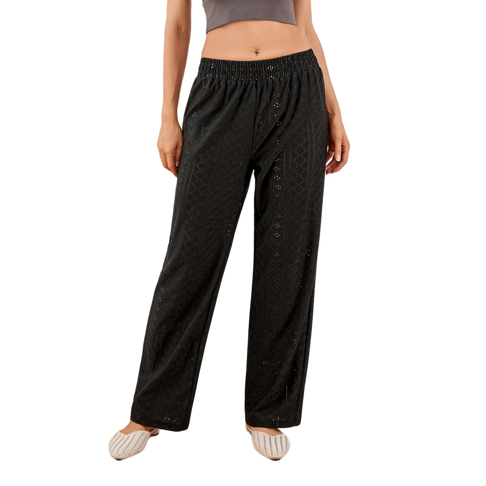 Women Straight Leg Pants Trousers Summer Autumn Elastic High Waist Hollow Out Wide Leg Casual Pants Casual Streetwear Black
Women Straight Leg Pants Trousers Summer Autumn Elastic High Waist Hollow Out Wide Leg Casual Pants Casual Streetwear Black