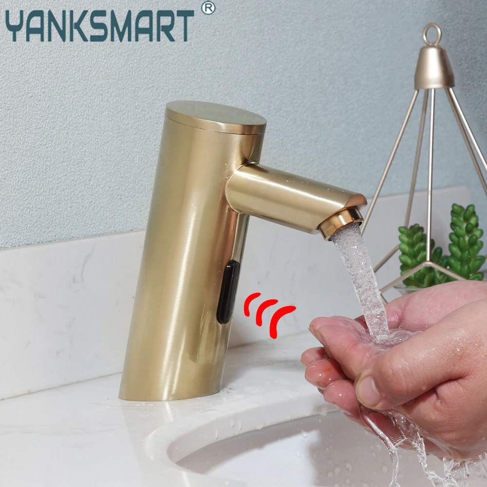 Матовый Золотой смеситель для ванной комнаты YANKSMART, индукционный кран для раковины, латунный классический, для раковины, быстро открывается, крепление на раковину
Матовый Золотой смеситель для ванной комнаты YANKSMART, индукционный кран для раковины, латунный классический, для раковины, быстро открывается, крепление на раковину