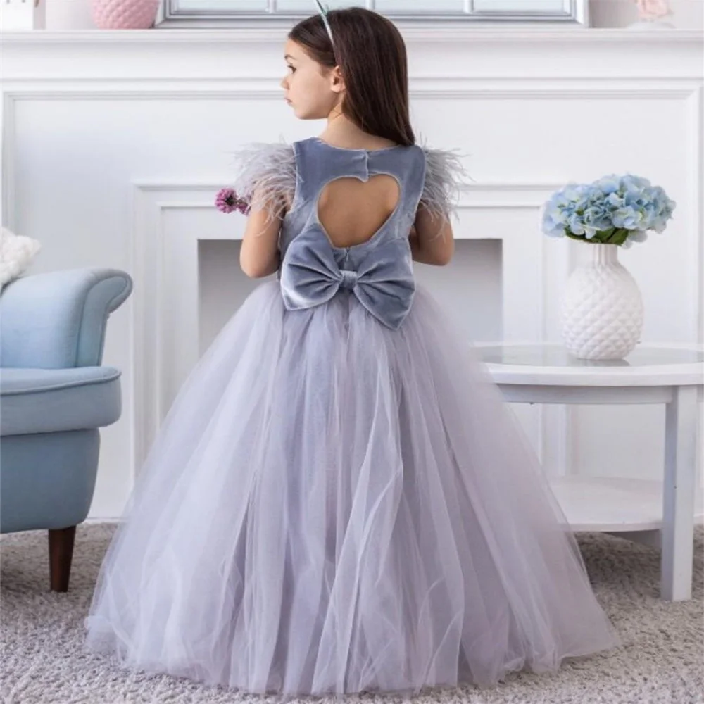 Bow Feather Sleeves Flower Girl Dress Gossamer Party Princess Ball Gown Bow Puffy Child Crewneck Kids First Communion Customized
Bow Feather Sleeves Flower Girl Dress Gossamer Party Princess Ball Gown Bow Puffy Child Crewneck Kids First Communion Customized