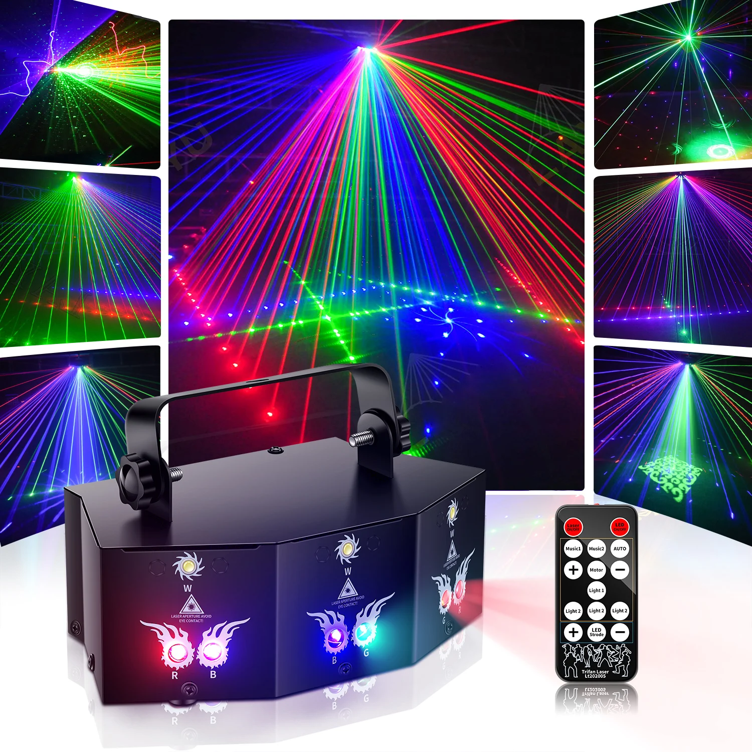 

RGB диско-DJ-луч, лазерный проектор, проектор DMX с дистанционным управлением, стробоскоп, сценическое освещение, эффект Рождества, освещение для Хэллоуина