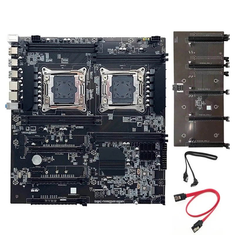 

X99 Motherboard ALEO Mining Motherboard +2XSATA Cable LGA2011 V3/V4 8XDDR4 RAM Slot PCIE 16X 8XSATA3.0 Supports 5 GPU Miner